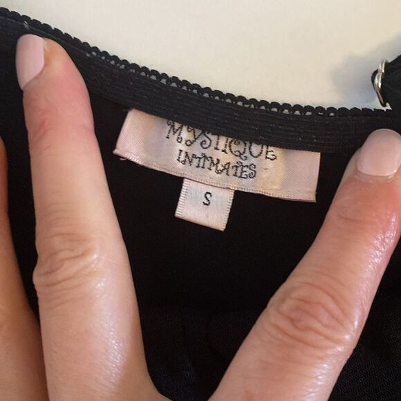 Vintage Black Lace Slip Dress with Double Thigh Splits Size Small - Picture 10 of 14